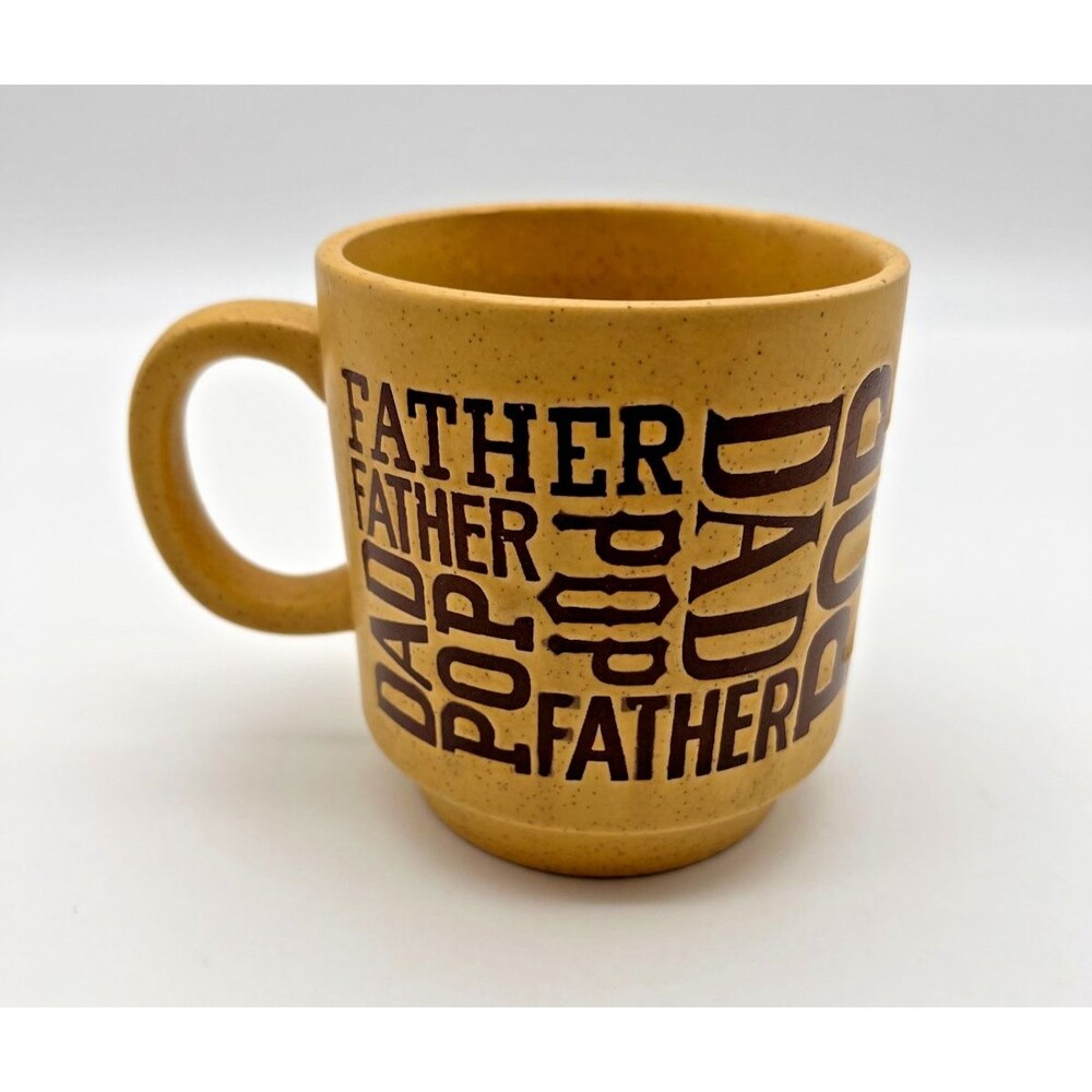 Vintage Father Dad Pop Tea Cup Coffee Mug Stoneware Brown 8 oz Japan